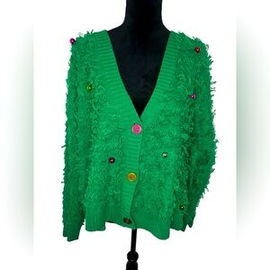 NWT UGLY CHRISTMAS SWEATER FESTIVE XMAS TREE W/ ORNAMENTS CARDIGAN SIZE 3X